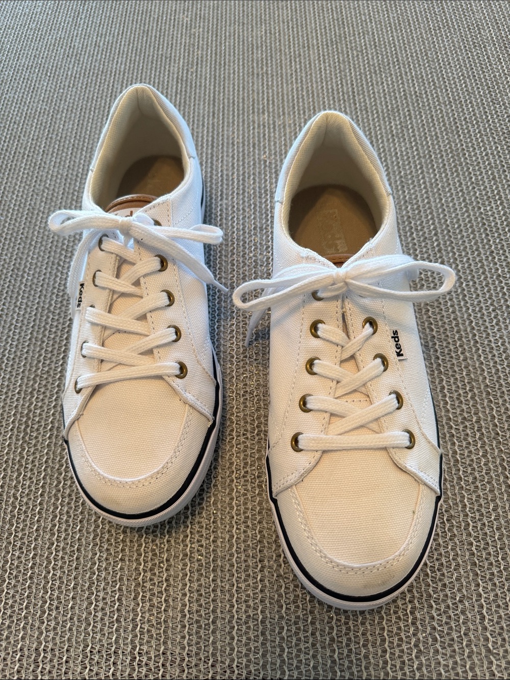 Keds White Canvas Low-Top Lace-Up Sneakers